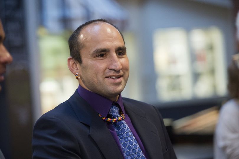 Spokane City Council candidate Randy Ramos wait primary election results, Aug. 4, 2015 at the Saranac Commons. (Dan Pelle)