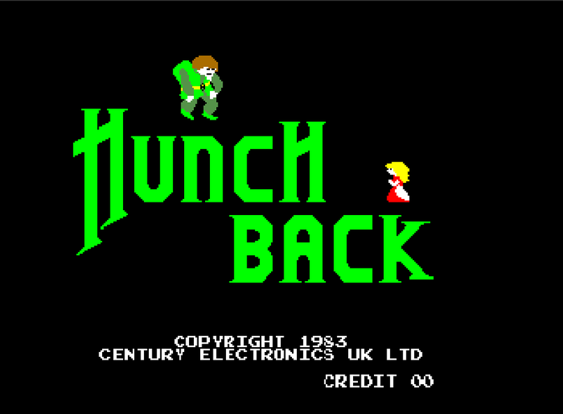 Hunchback was an inventive take on platform jumping arcade games that filled arcades in the early 1980s. Quasimodo, the hero of the title, was originally drawn as Robin Hood.