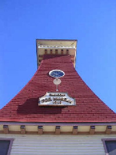 
The red tower of the Okanogan Fire Hall Museum rises into the clear, blue Okanogan sky 
 (Nancy Lemons / The Spokesman-Review)