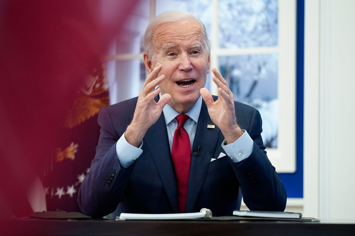 President Joe Biden speaks as he meets with the White House COVID-19 Response Team on the latest developments related to the Omicron variant on the White House Campus in Washington, D.C., Tuesday.  (Andrew Harnik)