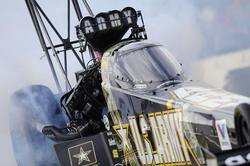 Tony Schumacher powered his U.S. Army dragster equipped with the new cockpit canopy to a leading time of 3.791 seconds at a track record speed of 323.97 mph. Schumacher's team unveiled the NHRA-approved technology at this event and utilized the enclosed cockpit on his car for both qualifying attempts. (Photo Courtesy of NHRA)
