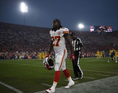 In this Nov. 19, 2018 photo, Kansas City Chiefs running back Kareem Hunt walks on the sideline before an NFL football game against the Los Angeles Rams, in Los Angeles. Frank Clark will be making big bucks next season in the NFL. Kareem Hunt will get a shot at redemption. That video of Jeffery Simmons will be forgiven. So will Nick Bosa's tweets. Chances are, someone will find a way to employ Tyreek Hill. With the NFL – and, really, everything in life – it always comes down to the bottom line. And nothing's going to change until the fans say they've had enough, and actually mean it. (Kelvin Kuo / Associated Press)