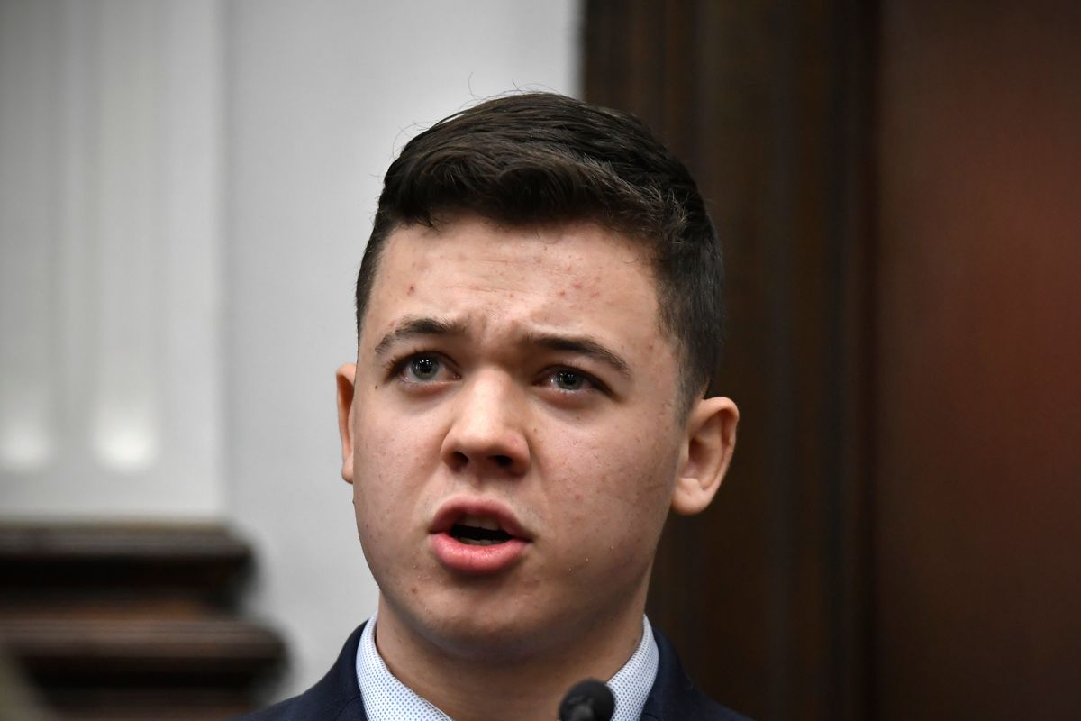 Kyle Rittenhouse testifies during his trial at the Kenosha County Courthouse in Kenosha, Wisconsin, on Nov. 10. Rittenhouse was acquitted of murder last month for shooting three protesters in Kenosha last year, killing two.  (Associated Press)