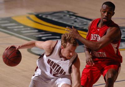 
Montana's Kevin Criswell, left, and Eastern Washington's Rodney Stuckey led their teams in scoring with 25 and 26 points, respectively. 
 (Associated Press / The Spokesman-Review)