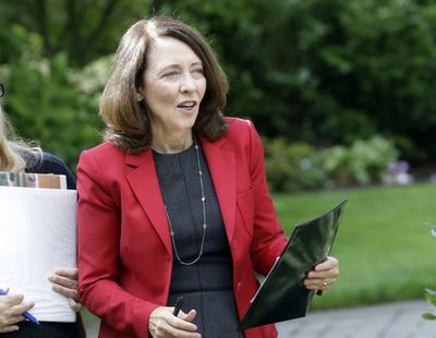In this Sept. 10, 2018 photo, Sen. Maria Cantwell, D-Wash., is shown at a gathering in Vancouver, Wash. (Don Ryan / Associated Press)