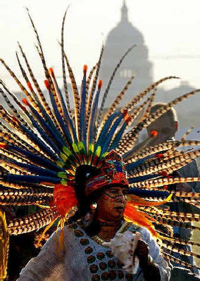 
San Francisco-area Aztecs dance before Tuesday's museum dedication.
 (Associated Press / The Spokesman-Review)
