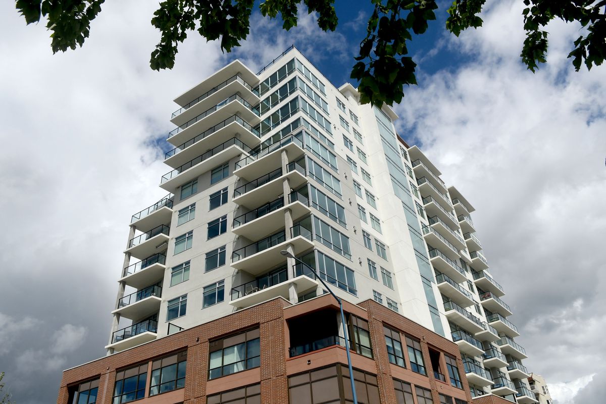One Lakeside, a mixed-use high rise opened last month in Coeur d’Alene and photographed on Mon. June 7, 2021.  (Kathy Plonka/The Spokesman-Review)