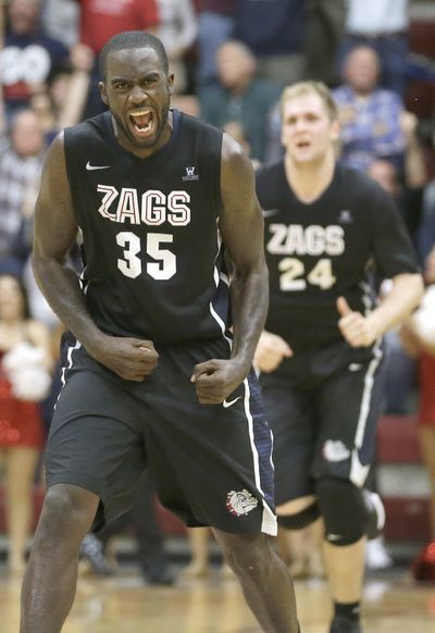 Gonzaga's Sam Dower reacts to his clutch 3-pointer that put GU ahead with 1.9 seconds left. (Associated Press)