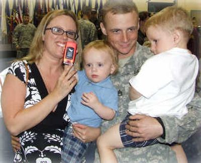 
U.S. Army Staff Sgt. Chad Caldwell, of Spokane, poses with his wife, Raechel,  and sons Trevor, 4, and Coen, 2, in February 2007.Family photo
 (Family photo / The Spokesman-Review)