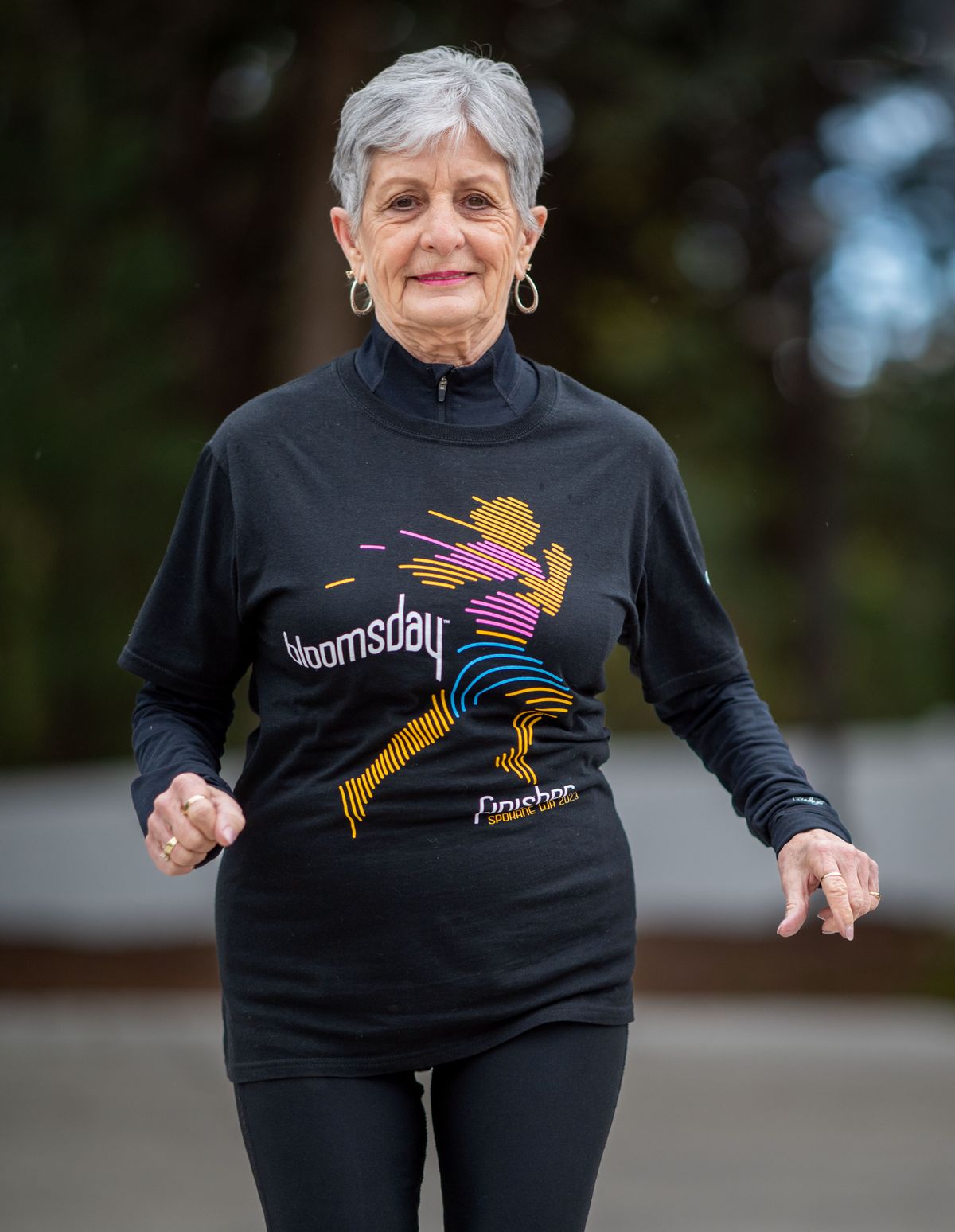 Sharen Robertson plans to run her 45th Bloomsday race this Sunday. At 83, Robertson has plenty of energy, alternating running and walking every day.  (COLIN MULVANY/THE SPOKESMAN-REVIEW)