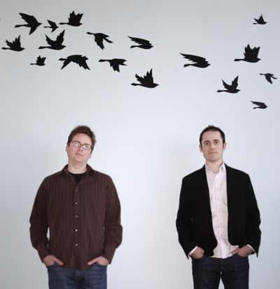 Twitter founders Biz Stone, left, and Evan Williams pose for a photo at their office in San Francisco. Twitter Inc. revolves around riffing in messages limited to 140 keystrokes.  (Associated Press / The Spokesman-Review)