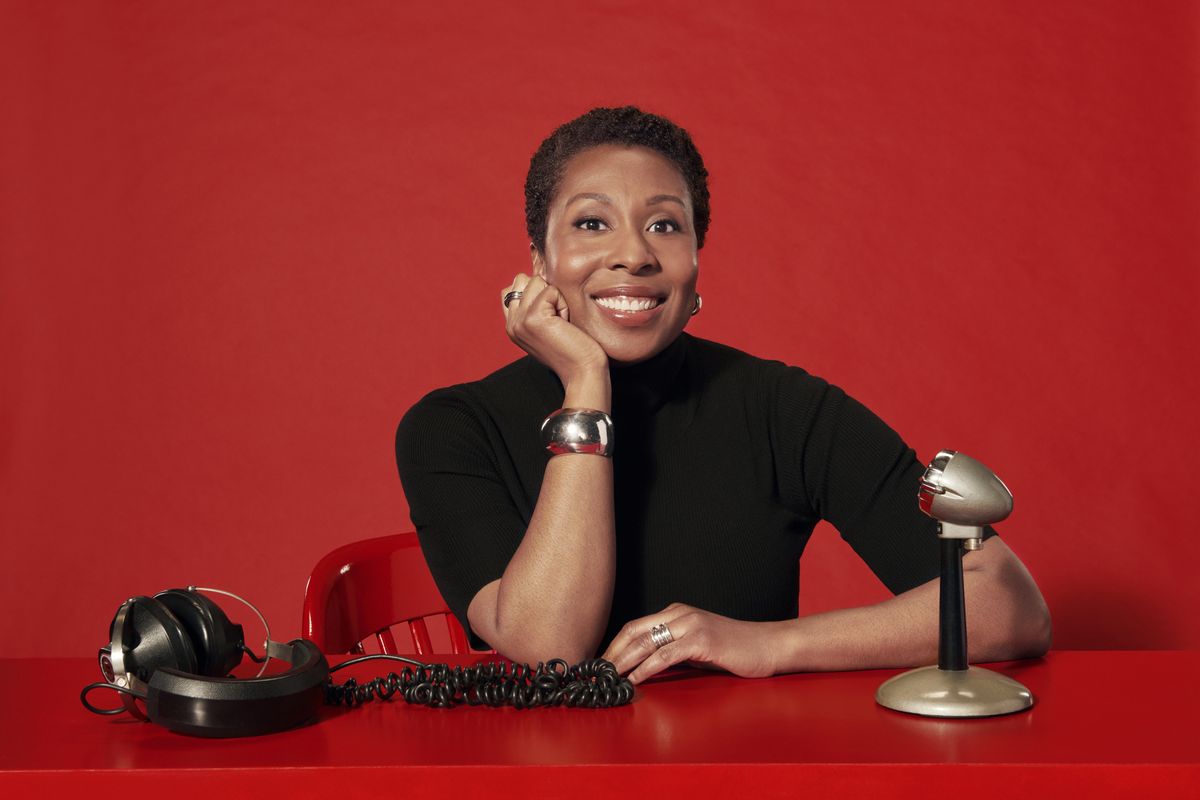 This undated image released by CNN+ shows Audie Cornish, weekly interview show “20 Questions” in May, on the new streaming service.  (Mary Ellen Matthews)