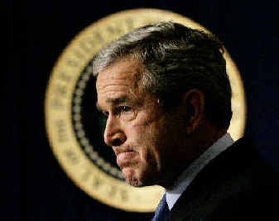 
President Bush tackles questions  about his second-term agenda during Monday's news conference. 
 (Associated Press / The Spokesman-Review)