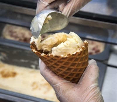 Sweet Annie's Artisan Creamery offers Bee's Knees ice cream. It is a butter-flavored with swirls of local honey and homemade honeycomb candy. (Dan Pelle / The Spokesman-Review)