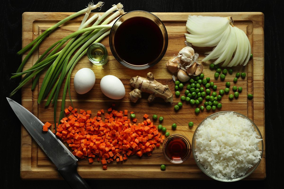 Cooks can switch up the flavors of their fried rice by combining the flavor profiles suggested below with the general cooking principles outlined in the basic recipe above. (Abel Uribe / Chicago Tribune)