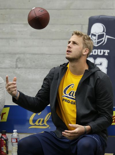 California quarterback Jared Goff waits for NFL Pro Day to begin. (Ben Margot / Associated Press)