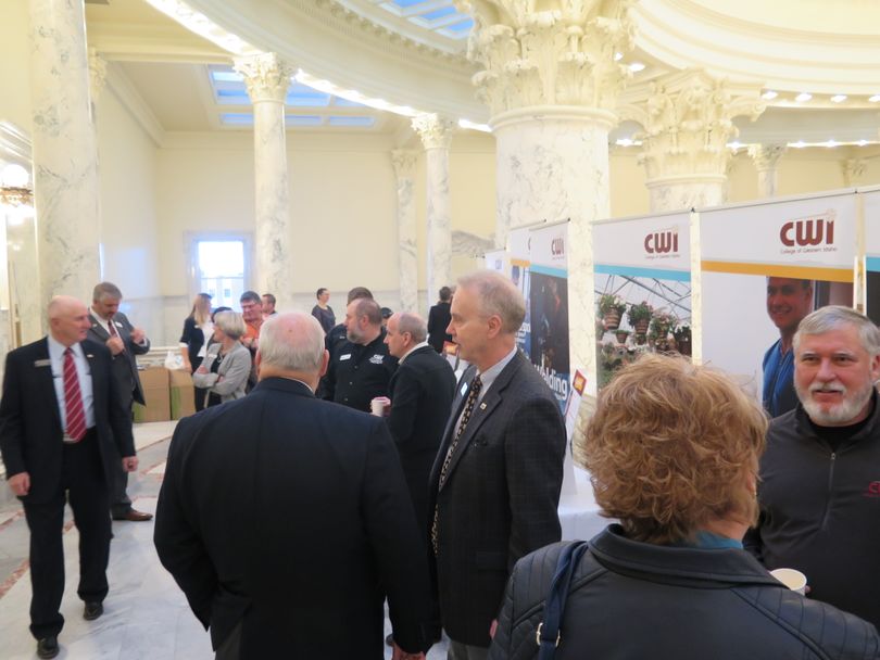 The College of Western Idaho has set up displays today in the fourth-floor rotunda of the state Capitol (Betsy Z. Russell)
