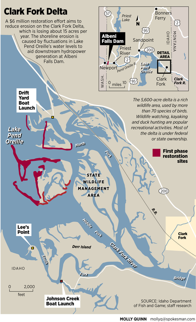 A map explains the Clark Fork Delta restoration project (MOLLY QUINN mollyq@spokesman.com)