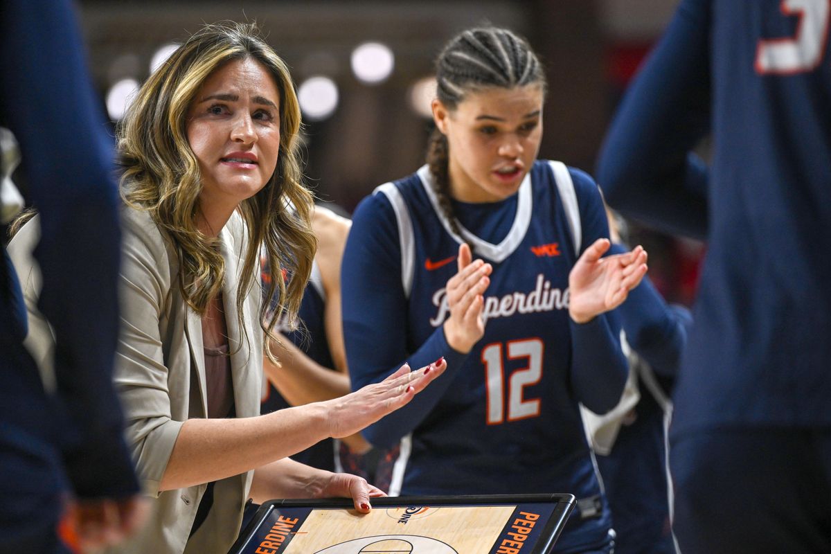 Coach Katie Faulkner, a former Lake City High School standout, has led the Pepperdine Waves to a 10-5 mark this season.  (Jesse Tinsley/The Spokesman-Review)