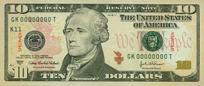 
The new $10 bill note became the third bill denomination to be given the colors red, yellow and orange as part of the government's effort to thwart counterfeiters. It is scheduled to go into circulation in 2006. The $50 bill was given a similar makeover last year and the $20 was redesigned in 2003.
 (Associated Press / The Spokesman-Review)