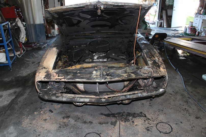 This classic 1969 Camaro was destroyed by fire on Friday, July 26, 2013.  (Photo courtesy the Spokane Valley Fire Department)