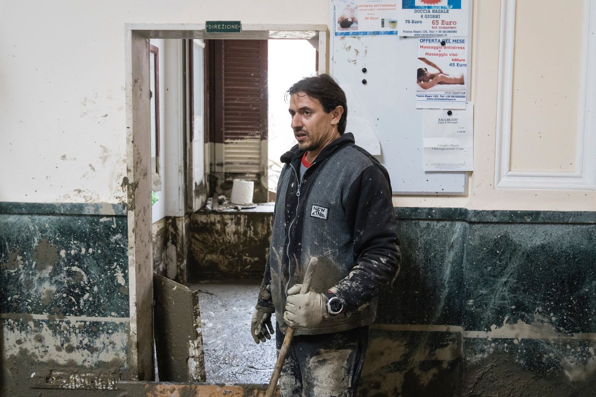 Alessandro Venza, the owner of the Antiche Terme Belliazzi, an ancient marble hotel with thermal baths, which was inundated after a landslide hit Casamicciola Terme, a port town on the southern Italian island of Ischia, Nov. 29, 2022. The spa