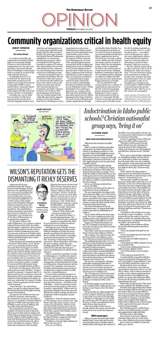 Opinion Front Page for Nov. 26, 2024 The SpokesmanReview