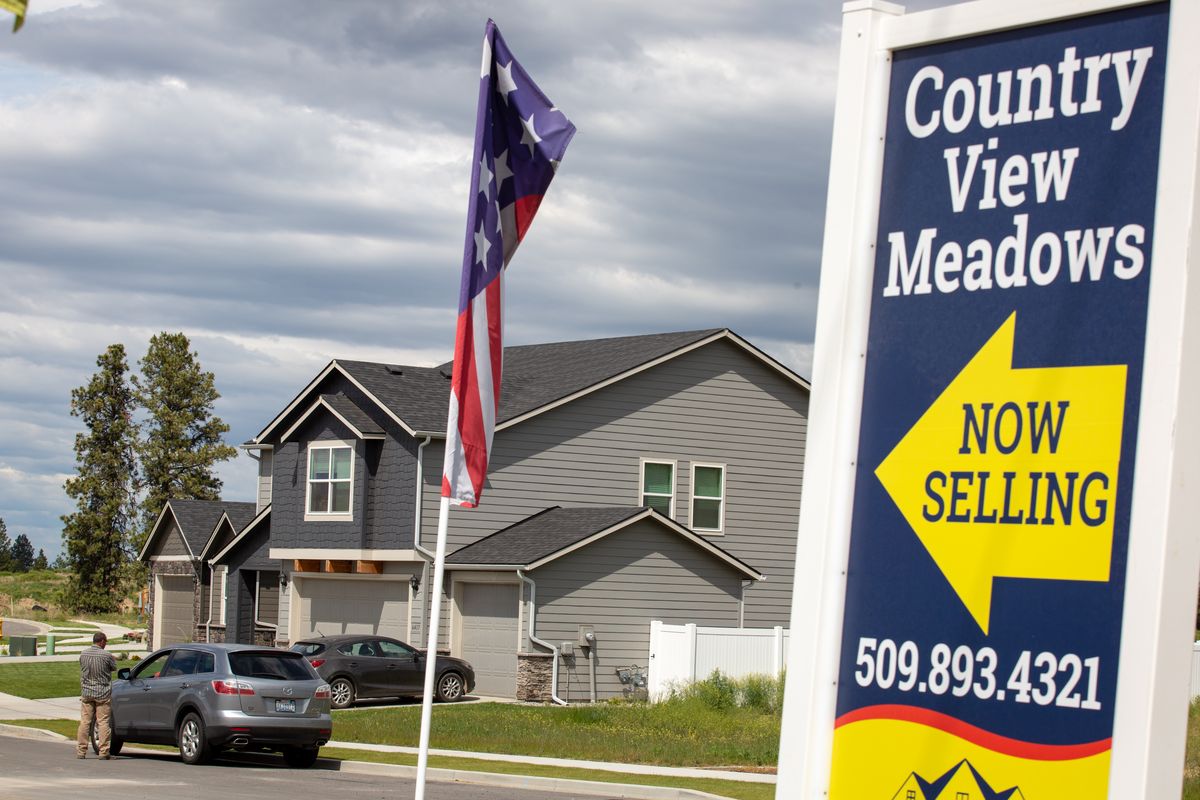 Homes in the recently-constructed Country View Meadows neighborhood are seen on the West Plains on Tuesday, June 8, 2021. Construction company D. R. Horton said that construction has already begun on the next phase of the development.  (LIBBY KAMROWSKI/THE SPOKESMAN-REVIEW)