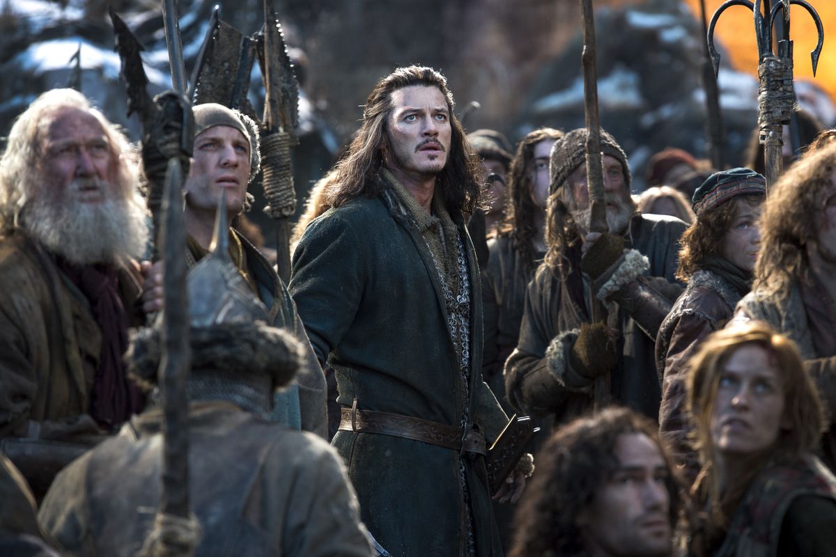 Luke Evans appears in a scene from “The Hobbit: The Battle of the Five Armies.”