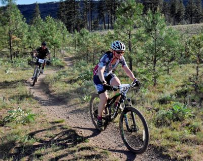 Riders crush some single track during the 24 Hours Round the Clock mountain bike race, an annual Memorial Day weekend event at Riverside State Park. (Rich Landers / The Spokesman-Review)