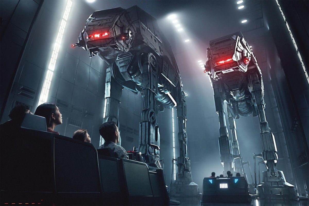 Guests on Star Wars: Rise of the Resistance will encouner two towering AT-ATs. (Disney / TNS)