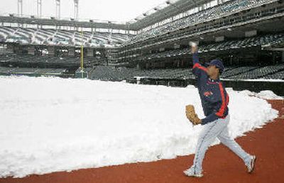 
The Indians and pitcher Fausto Carmona had their last workout at home on Monday. 
 (Associated Press / The Spokesman-Review)