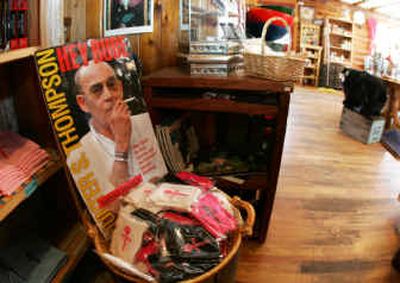 A poster of Hunter S. Thompson sits on a bin of thong underwear bearing his logo for sale on Monday in the Woody Creek Store in Woody Creek, Colo.
 (Associated Press / The Spokesman-Review)