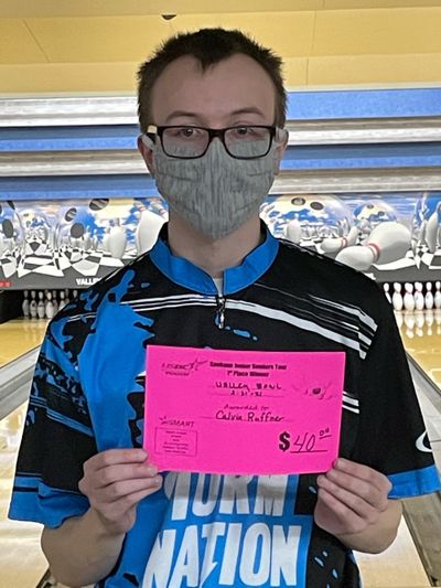 Calvin Ruffner put together series scores of 890 and 886 to claim the No. 1 qualifying spot into the championship of the long-delayed Junior Bowlers Tour stop at Valley Bowl on Feb. 21.  (Courtesy)