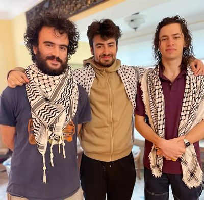 The three Palestinian college students who were shot in Vermont are Tahseen Ali Ahmad, from left, Kinnan Abdalhamid and Hisham Awartani.    (Institute for Middle East Understanding/TNS)