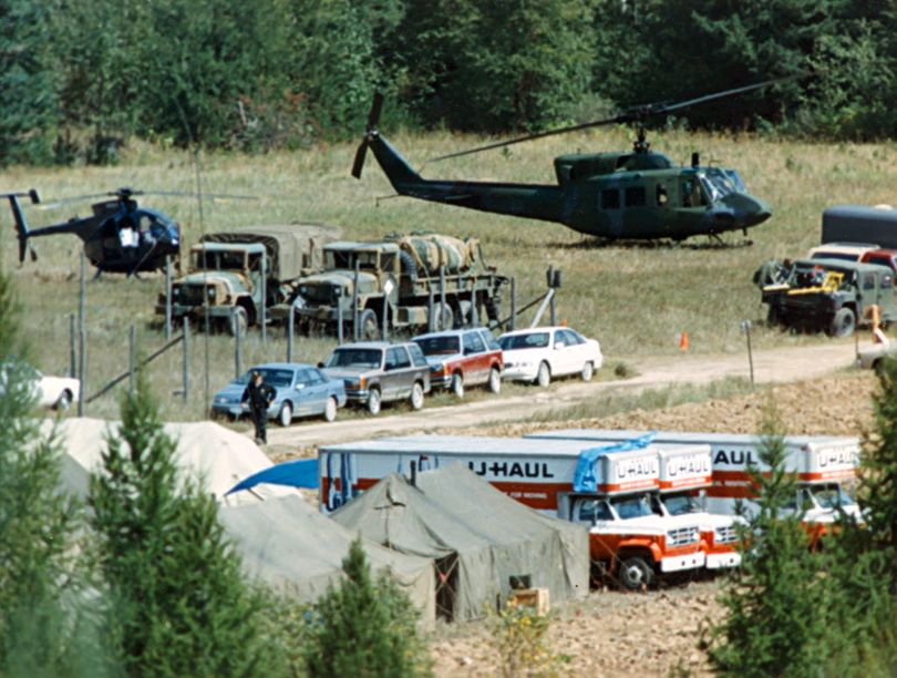 Hundreds of federal agents converge on Ruby Ridge during the standoff in August 1992. (File / The Spokesman-Review)