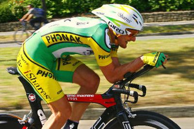 
Floyd Landis, shown in Saturday's time trial, may have his arthritic hip replaced as soon as next month. 
 (Associated Press / The Spokesman-Review)