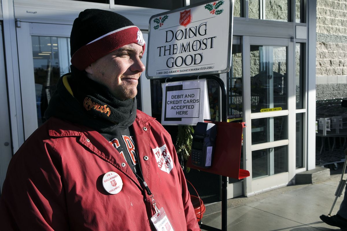 Ted Morris has been a Salvation Army bell-ringer outside of the Wandermere Fred Meyer store for the past three  years. (Dan Pelle)