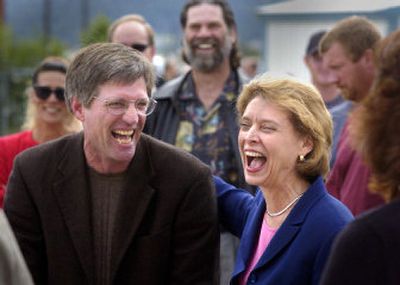 
Gov. Christine Gregoire shares a laugh with Rep. Timm Ormsby at the Community Colleges apprenticeship and journeyman center Tuesday. The center was one of six stops the governor made in Spokane on Tuesday in a whirlwind tour of the town during which she visited community projects that benefited from legislation she backed.
 (Christopher Anderson/ / The Spokesman-Review)