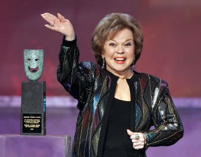 Shirley Temple Black accepts the Screen Actors Guild Awards life achievement award in 2006, in Los Angeles. (Associated Press)