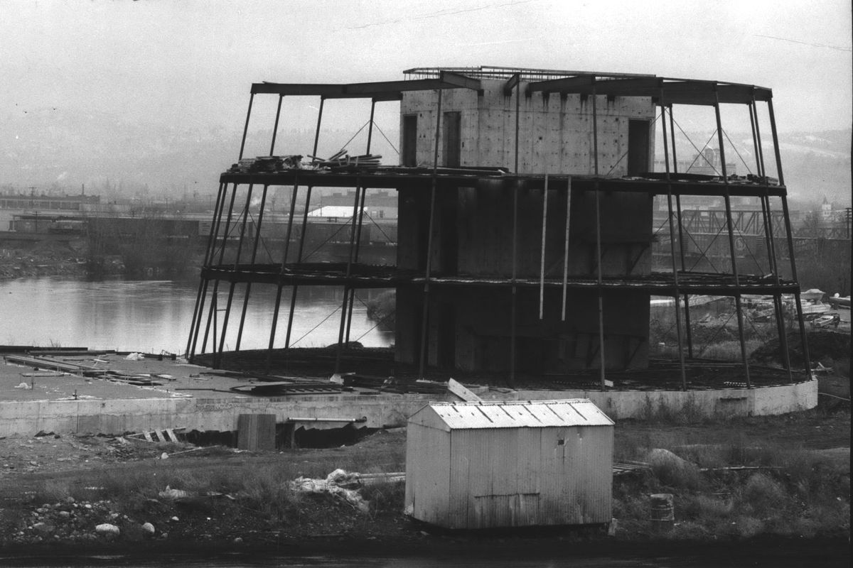 1970: The steel framework of the Pacific Northwest Indian Center building sits untouched on the banks of the Spokane River at the edge of Gonzaga University’s campus after money to fund it ran out. Local officials hoped the new museum focused on Native cultures would be a major tourist attraction, housing one of the world’s most extensive collection of North American Native art and artifacts. Construction resumed in 1973 when a federal economic development grant provided the money to finish it. The museum ran out of money and closed in 1991, and its collection was given to the Cheney Cowles Museum, which is now the Northwest Museum of Arts and Culture. In 1989, Gonzaga bought the building, which is now used as classrooms for the medical students in the University of Washington School of Medicine-Gonzaga University Regional Health Partnership.  (The Spokesman-Review photo archive)
