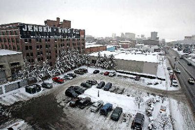 A five-acre land parcel, including the historic Jensen-Byrd building on Trent Avenue, has been offered to developers by Washington State University.
(Christopher Onstoff/ / The Spokesman-Review)