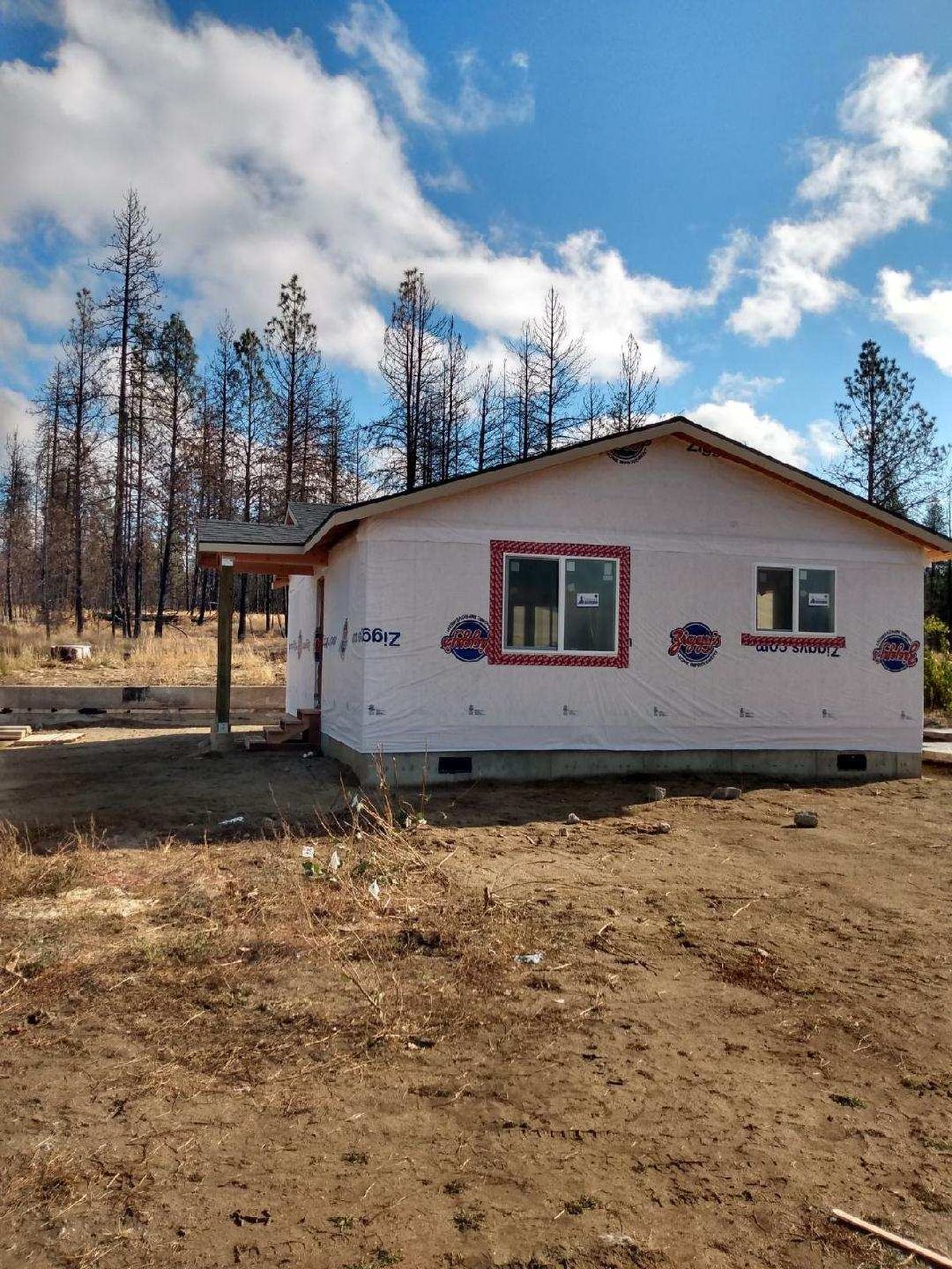 This photo shows one of eight homes being built to help the victims of the Gray and Oregon Road fires from Aug. 18, 2023. The homes are part of an effort organized by the newly formed Spokane Region Long Term Recovery Group. Anyone wanting to help can donate or volunteer at https://srltrg.org/give-help/ (Courtesy of Terri Cooper)