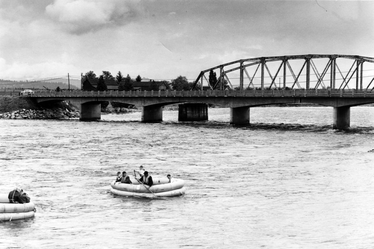 Spokane Valley Explorer Scouts float down the Spokane River in June 1951 in preparation for a seven-day river trip on the south fork of the Flathead River. (Photo Archive / The Spokesman-Review)