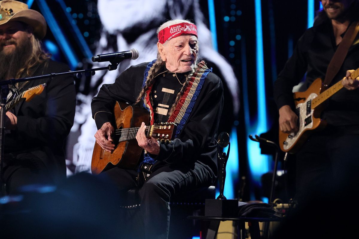 Willie Nelson performs onstage during the 38th annual Rock & Roll Hall Of Fame induction ceremony at Barclays Center on Friday in New York City.  (Theo Wargo)