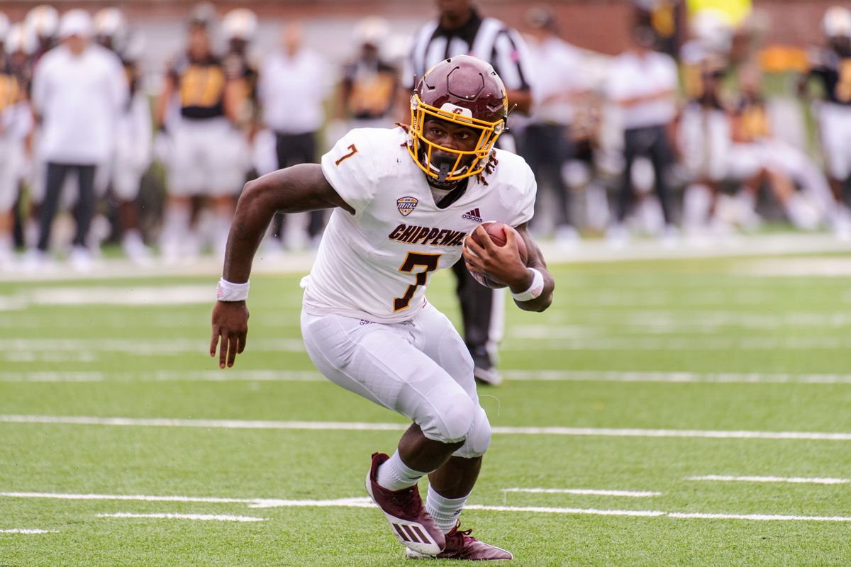 Central Michigan running back Lew Nichols III carries the ball during a game against Missouri on Sept. 4 in Columbia, Mo.  (Associated Press)