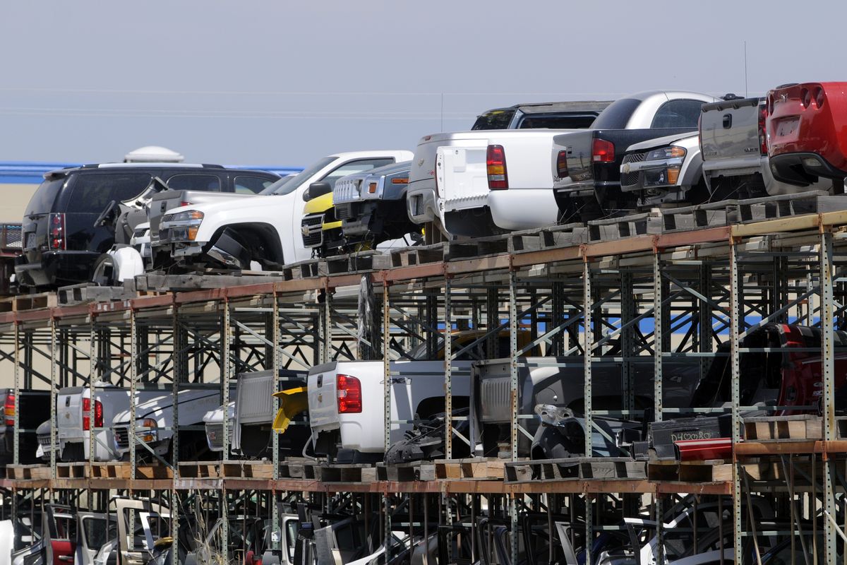 jesset@spokesman.com Body parts salvaged from used cars await buyers Tuesday at Spaulding Auto Parts in Spokane Valley. Cars traded in under “cash for clunkers”  may find their way onto the racks at  auto recyclers. (Jesse Tinsley / The Spokesman-Review)