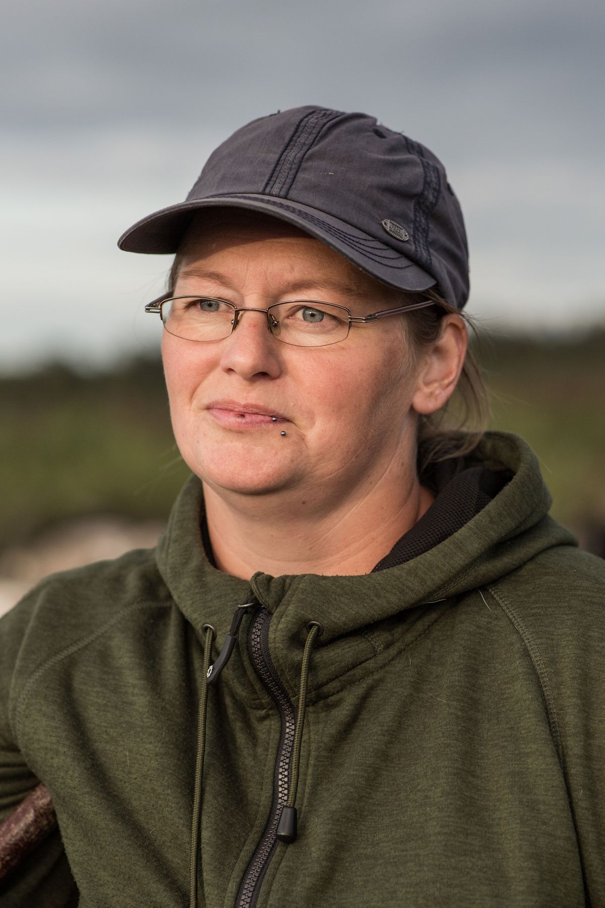 Shepherdess Nancy Denecke was grazing her herd in a tree-lined field when she saw a wolf pounce. MUST CREDIT: Photo for The Washington Post by Eman Helal  (Eman Helal/For The Washington Post)