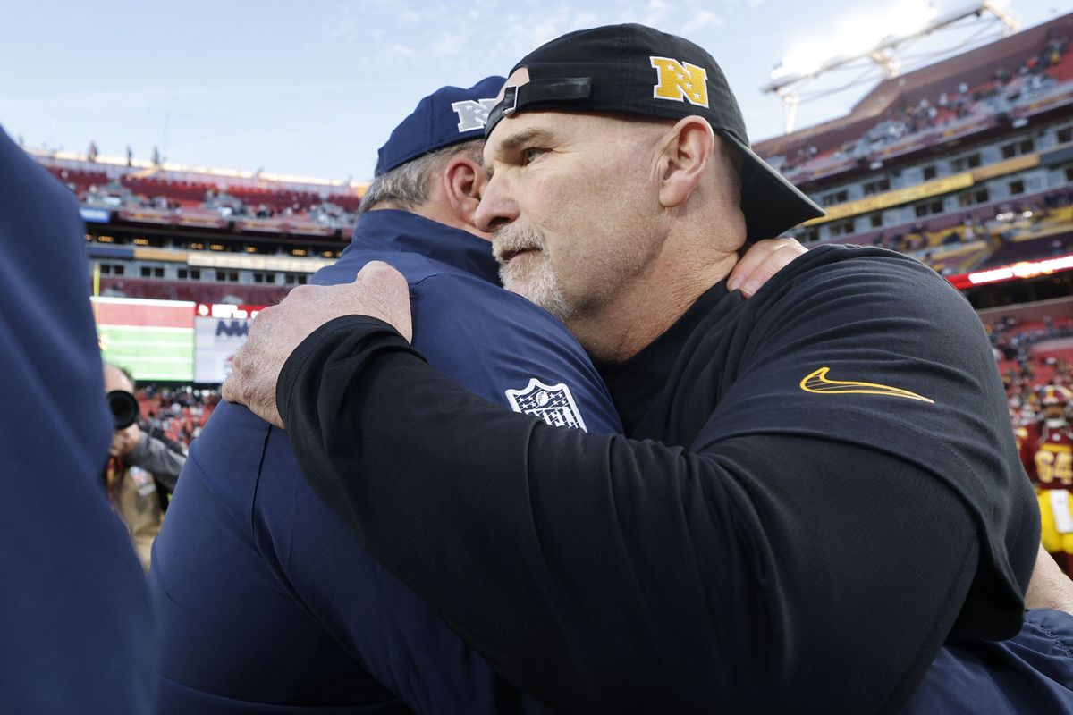 Washington coach Dan Quinn has led the Commanders to an 8-5 record.  (Tribune News Service)