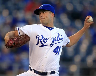 FILE - In this Sept. 29, 2016, file photo, Kansas City Royals starting pitcher Danny Duffy delivers to a Minnesota Twins batter during the first inning of a baseball game at Kauffman Stadium in Kansas City, Mo. (Orlin Wagner / Associated Press)